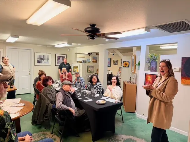 Mel Barker talking with neighbors in Madera County